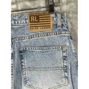 Polo Jeans Co Ralph Lauren Women Light Wash Cropped Relaxed Jeans Size 8 RL Flag